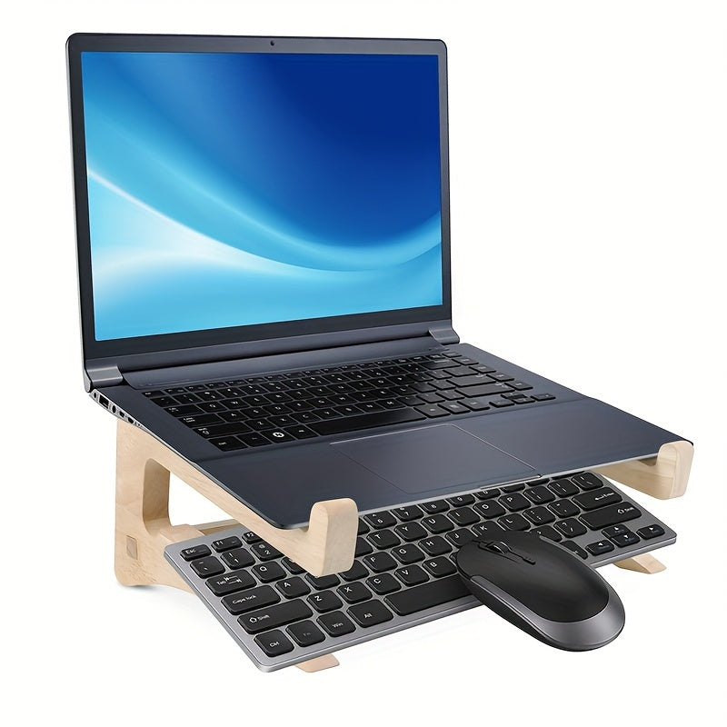 Bamboo Laptop Stand, 35-56cm, Ergonomic Desktop Office Stand