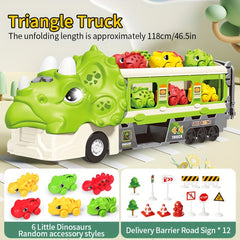 Kids Dinosaur Sliding Toy Car Set with Catapult Deformation Car