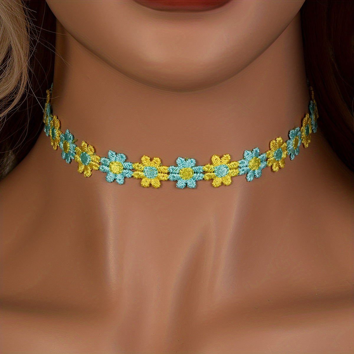Colorful Flower Fabric Ladies Choker Necklace - Party Favors