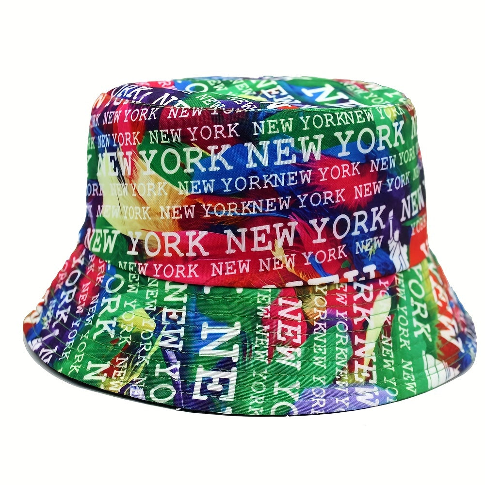 Letter Graffiti Bucket Hat Double Sided Wear Mens Womens Sunshade