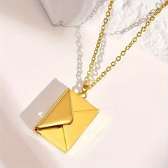 Personalized Name Necklace with Envelope Pendant - Stainless Steel