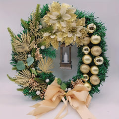 Golden Christmas Ball Pine Needle Garland Window Door Hanging Decoration