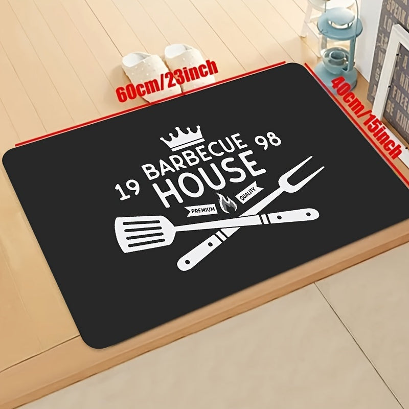 Minimalist BBQ House Rug Letter Pattern Washable Carpet for Home Decor