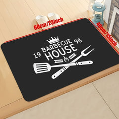 Minimalist BBQ House Rug Letter Pattern Washable Carpet for Home Decor