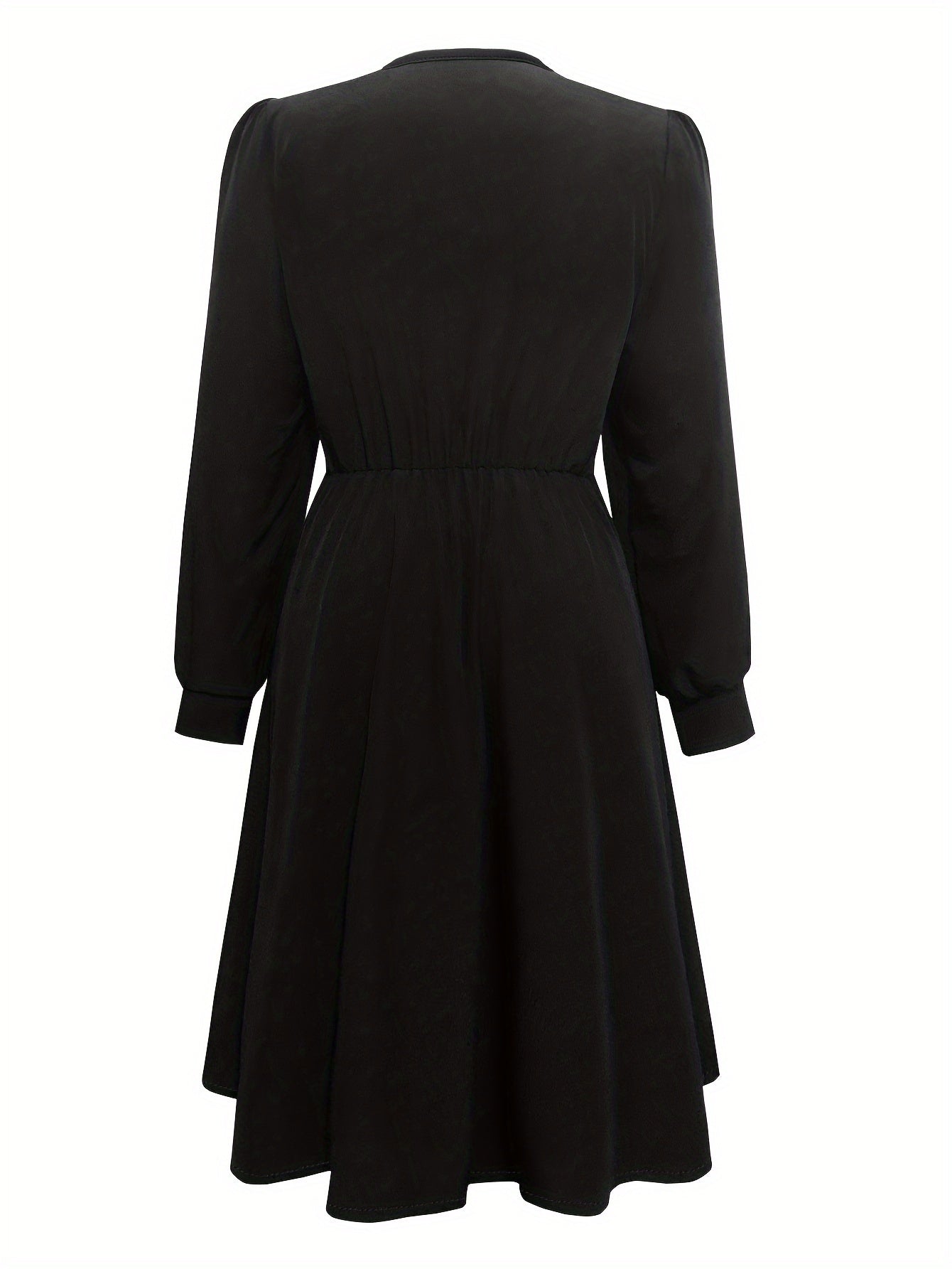  Casual Dress Women's Plus Solid Button Decor Long Sleeve V Neck