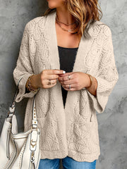 Eyelet Embroidered Cardigan with Pockets