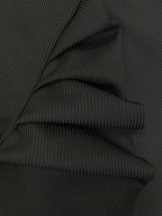  Solid Ribbed Lantern Sleeve Round Neck Mini Dress