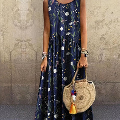  Floral Print Loose Fit Tank Maxi Dress