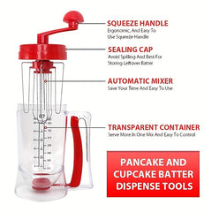 Hand Crank Pancake Batter Dispenser with 12 Silicone Muffin Cups