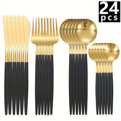 24 Pcs Stainless Steel Portuguese Tableware Set