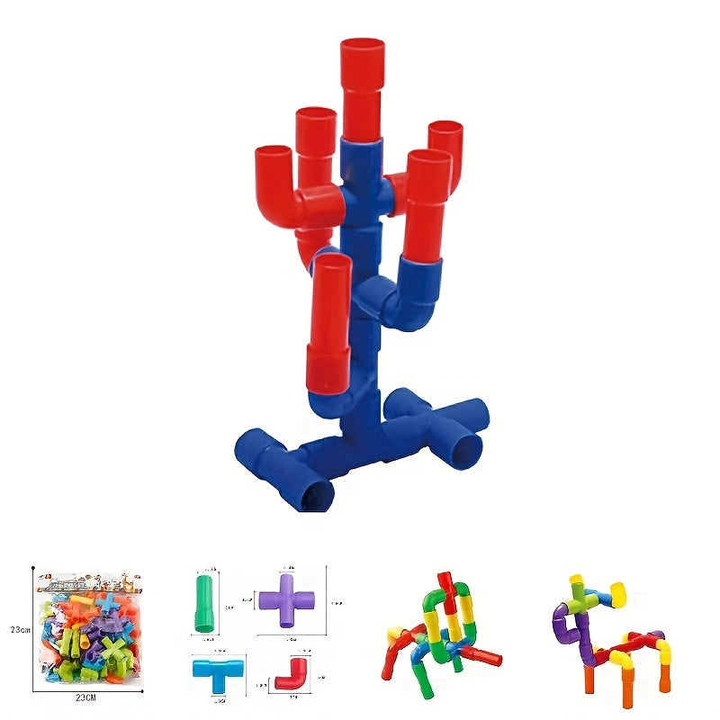 Colorful Water Pipe Building Blocks Kids DIY Tunnel Block Model Toy