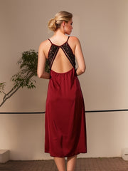 Lace Satin Nightdress V Neck Sleep Dress Women's Sleepwear