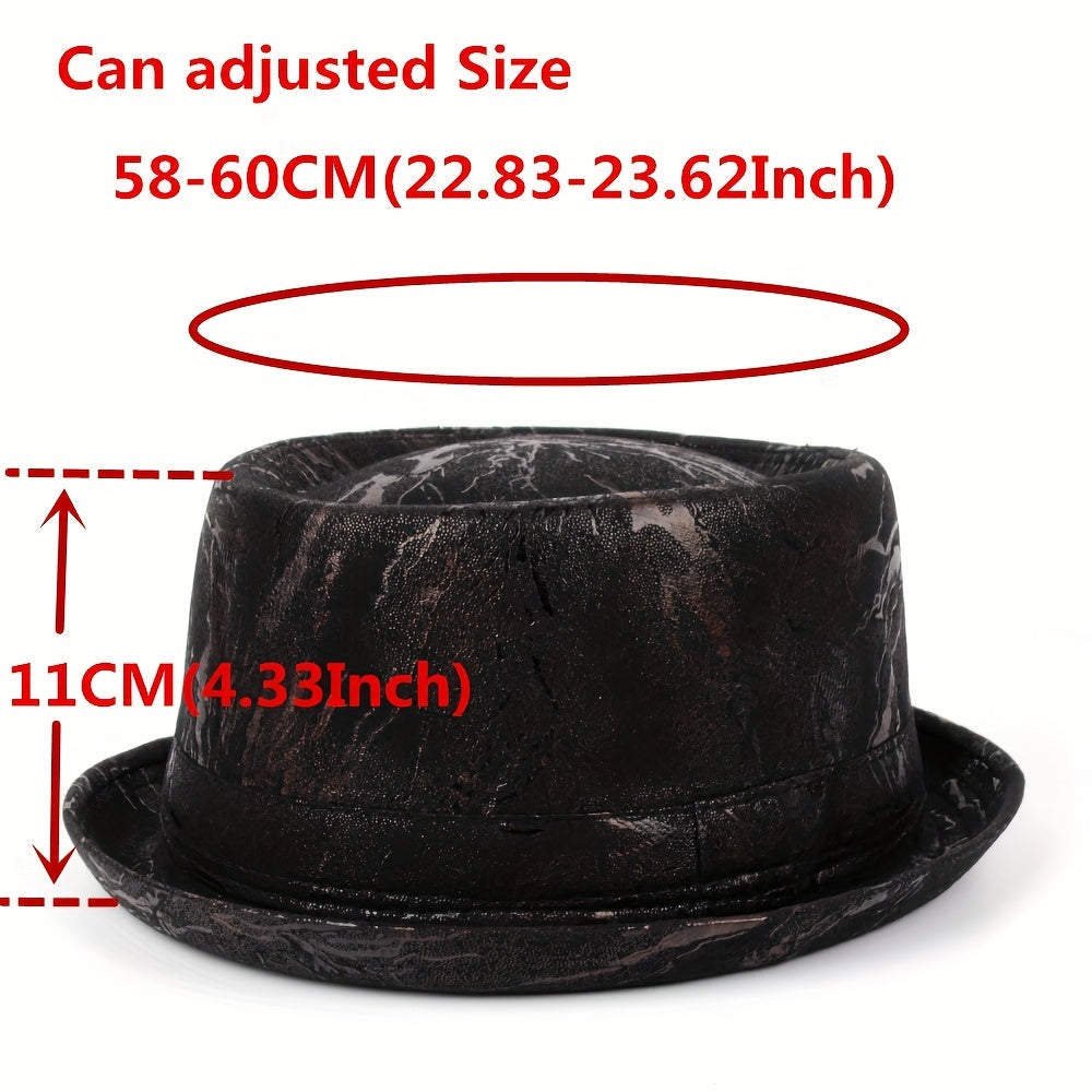 Men Fedora Hat Flat Pork Pie Hat Gentleman Dad Bowler