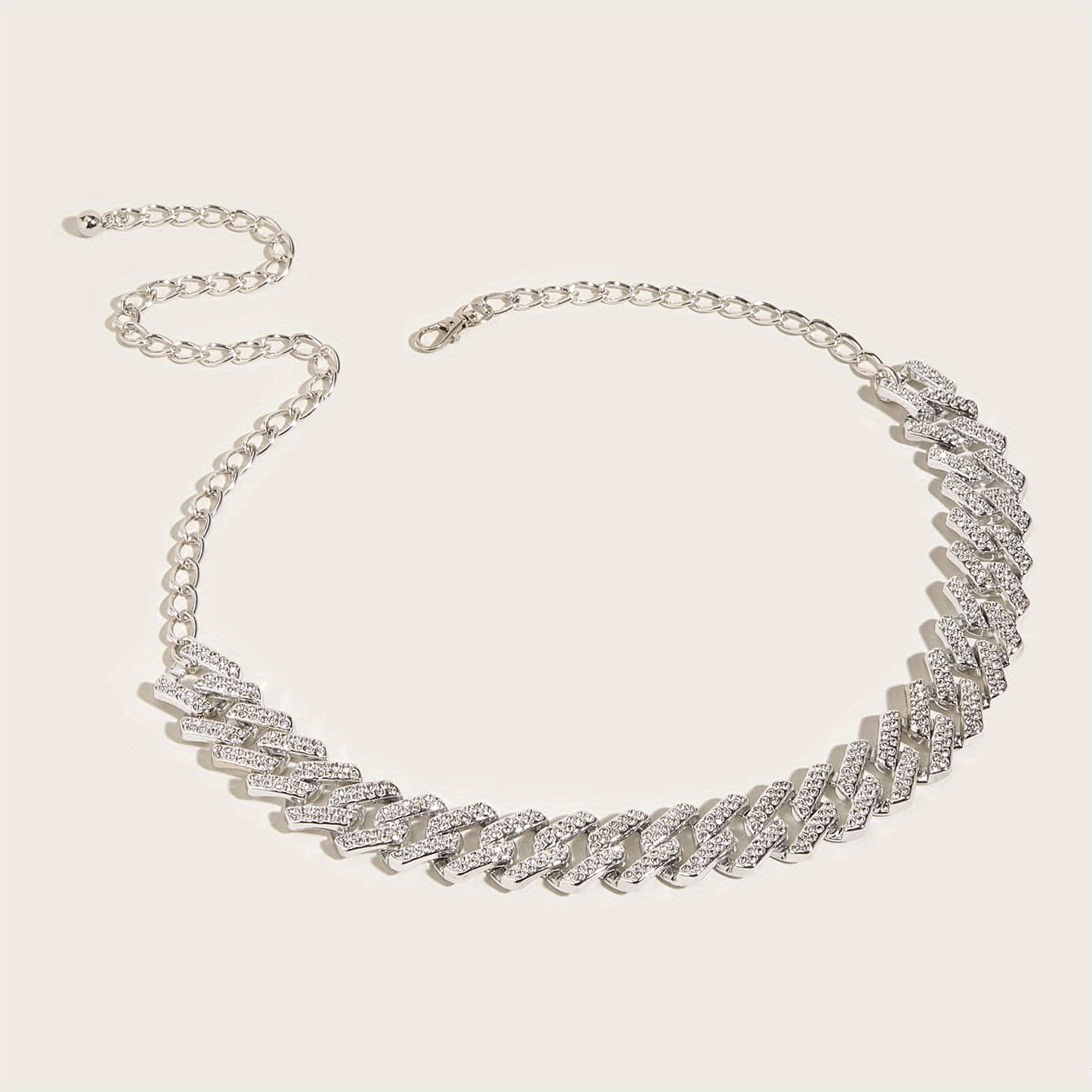 Geometric Metal Belly Chain Rhinestone Inlaid Decorative Belt Dress Girdle
