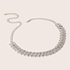 Geometric Metal Belly Chain Rhinestone Inlaid Decorative Belt Dress Girdle