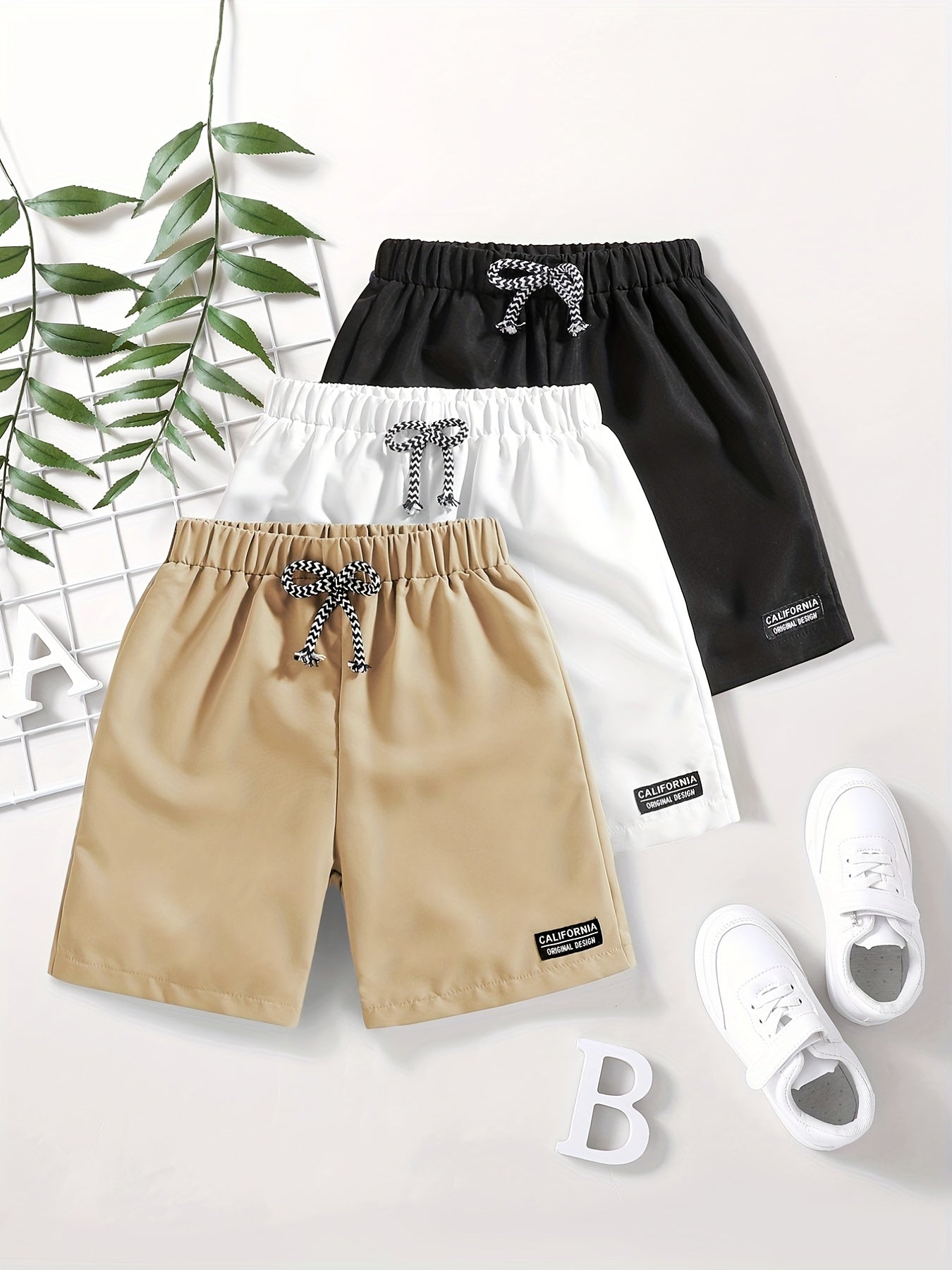 3pcs Boys California Casual Shorts for Summer Kids Clothes