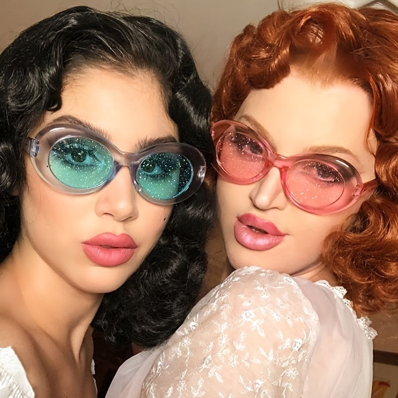 Transparent Oval Sunglasses for Women Girls UV Protection