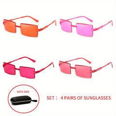 4 Pairs Rimless Sunglasses UV400 Sun Shades for Summer Beach Party