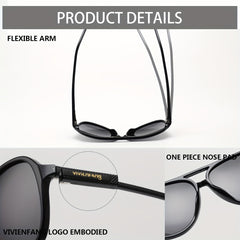 VIVIENFANG Aviator Sunglasses Polarized Lens TR90 Frame Unisex VF2201A