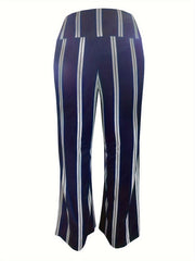  Women's Striped Print Flare Leg Trousers