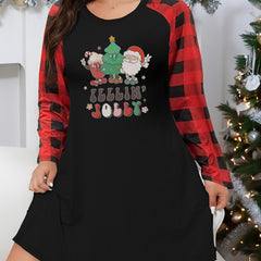  Christmas Lounge Dress Women's Plus Cartoon Christmas Tree