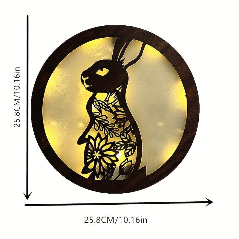 Kids LED Wall Clock Retro Wooden Sign Hanging Light