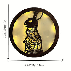 Kids LED Wall Clock Retro Wooden Sign Hanging Light