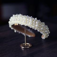 Romantic Pearl Bridal Headband Handcrafted Wedding Hair Accessory