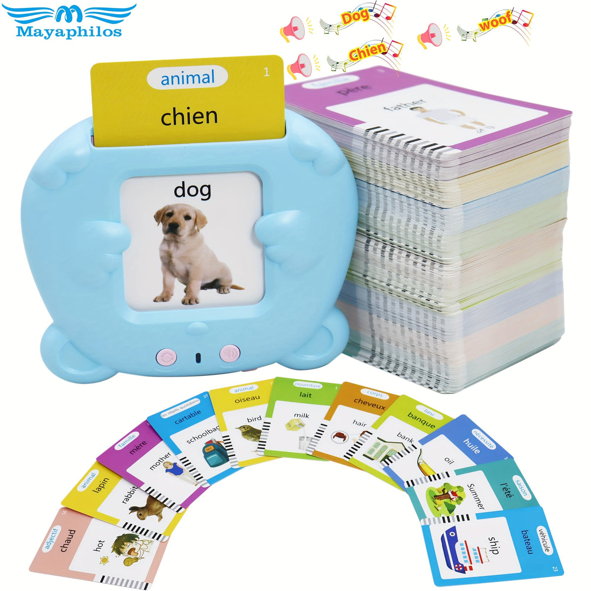 Mayaphilos Bilingual Talking Flash Cards for Kids