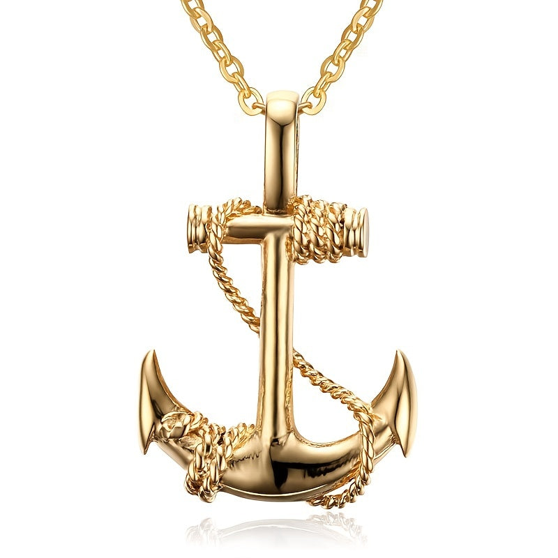 Men's Stainless Steel Anchor Pendant Necklace Pirates Of The Caribbean
