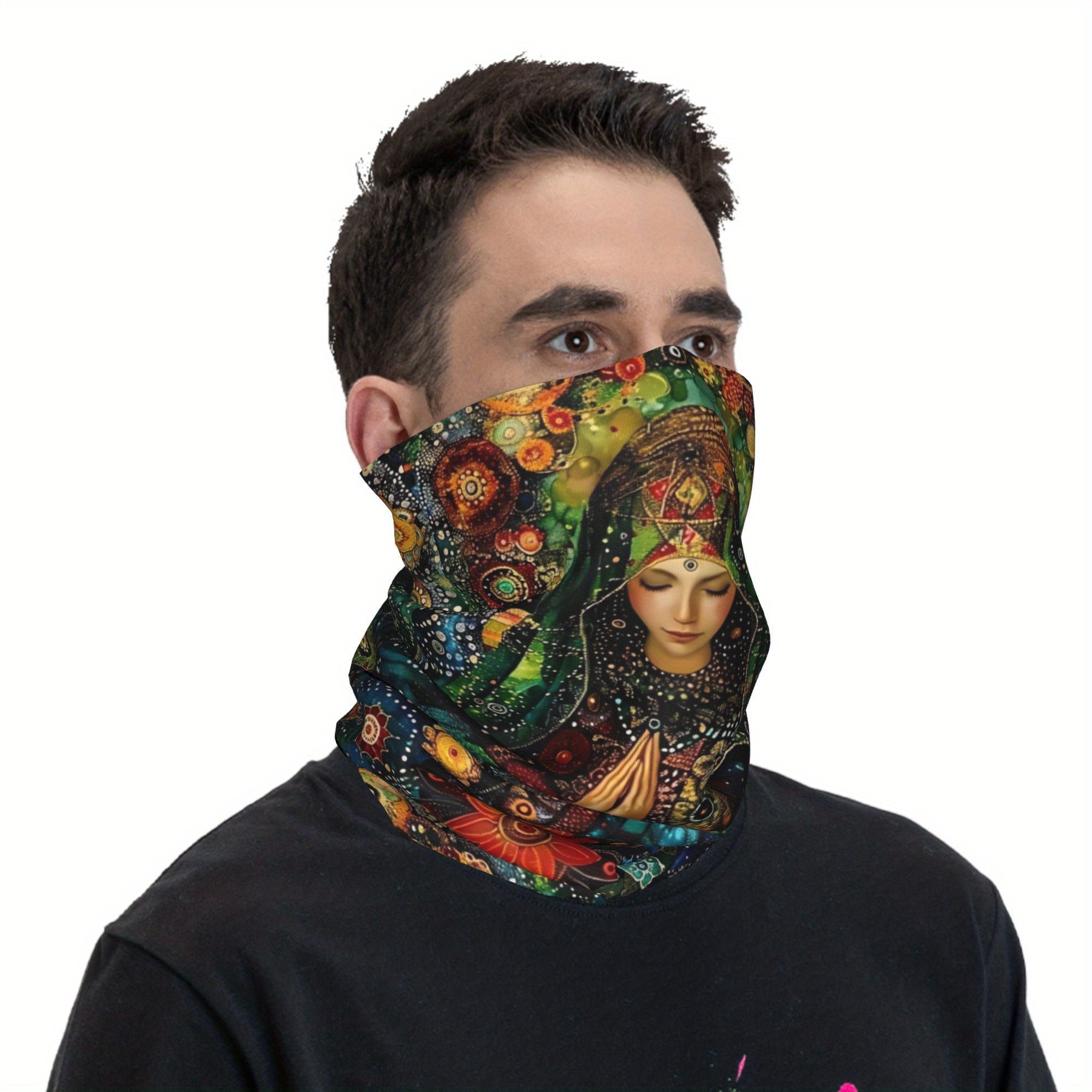 Klimt-Inspired Green & Gold Beanie Scarf