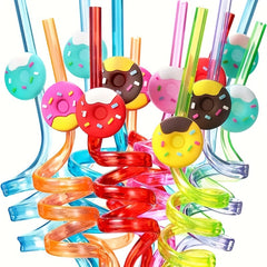 8pcs Donut Straws Party Favors Girls Donut Party Supplies