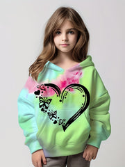Tie Dye Heart Hoodie Long Sleeve Pullover Girls Spring Fall Gift Sports 4-14y