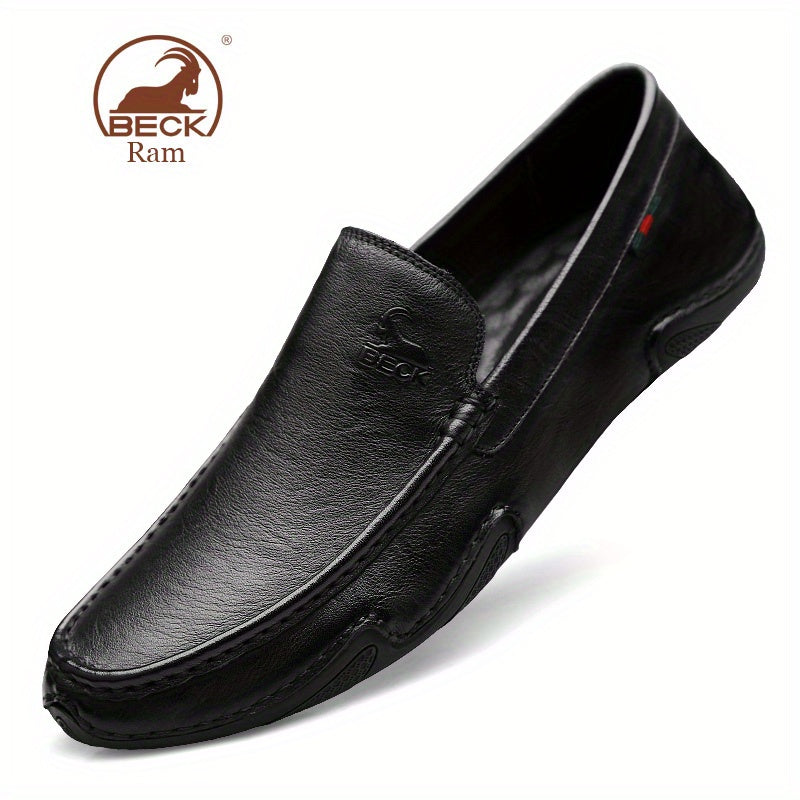 Men's Leather Slip-On Lace Loafers - Smart Casual Walking Shoes