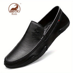 Men's Leather Slip-On Lace Loafers - Smart Casual Walking Shoes