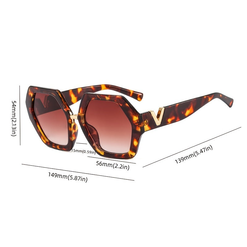 Hexagonal Vintage Oversized Women Sunglasses 1960s Thick Frame Polygonal Glasses