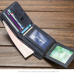 Men's PU Leather Wallet With Card Slots Retro Horizontal Money Clip