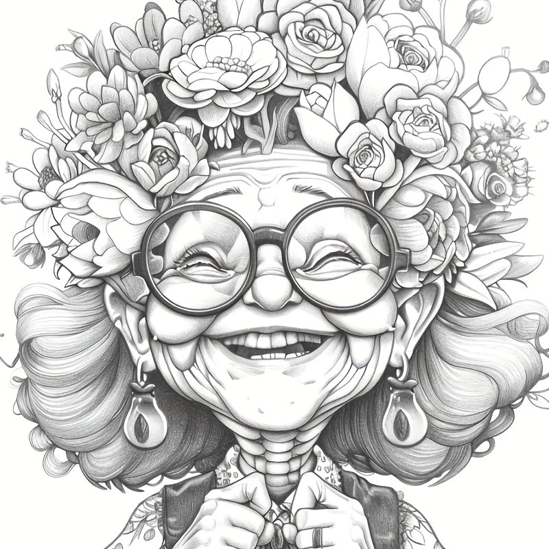 Crazy Grandma Coloring Book 24 Pages 100gsm Thick Paper Relaxing Art Gift