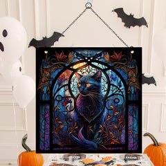 Halloween Cat Acrylic Window Hanging Decoration