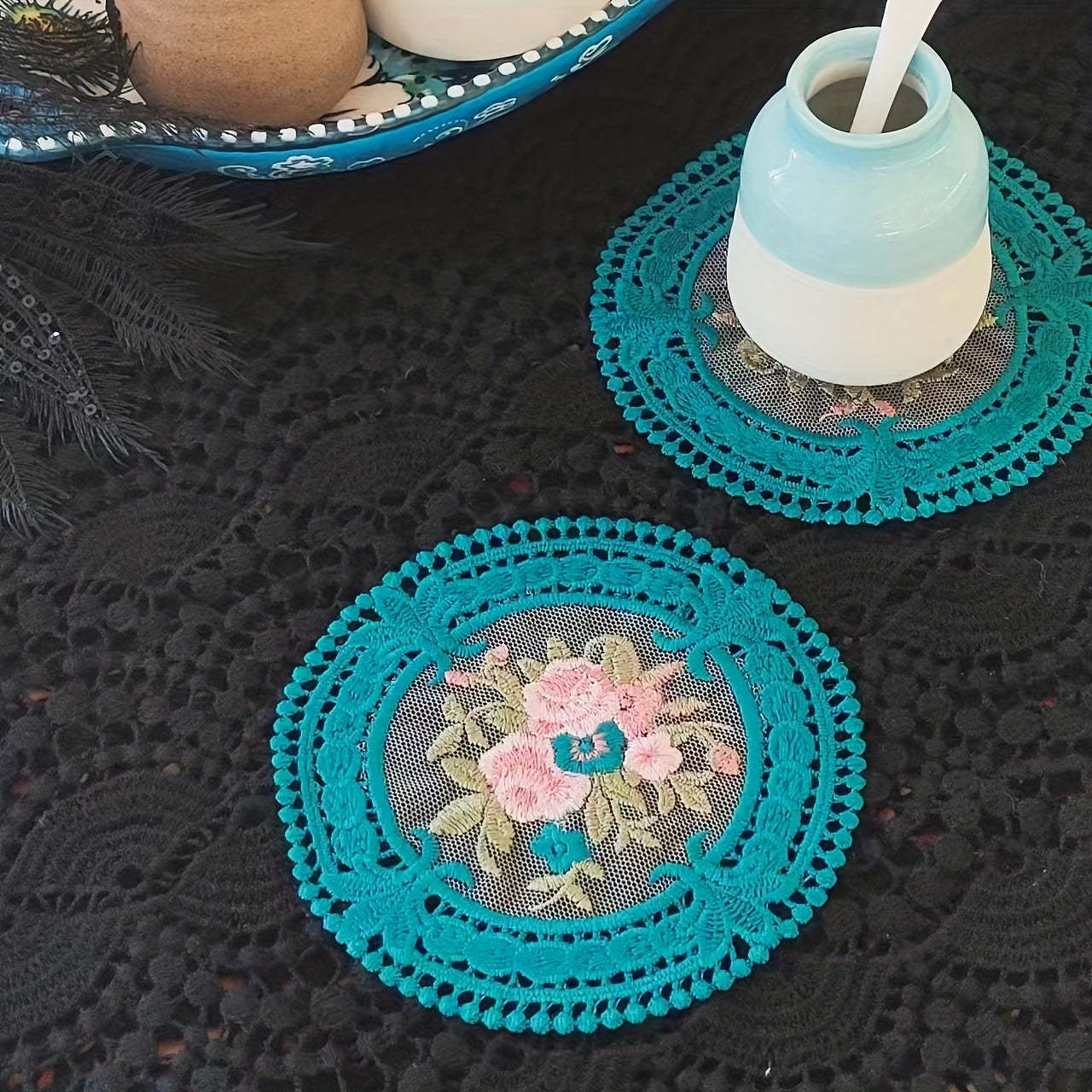 PET Round Coaster Light Lace Anti-scalding Heat Insulation Mat