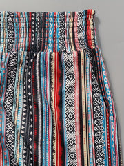  Striped Print Wide Leg Pants With Pockets