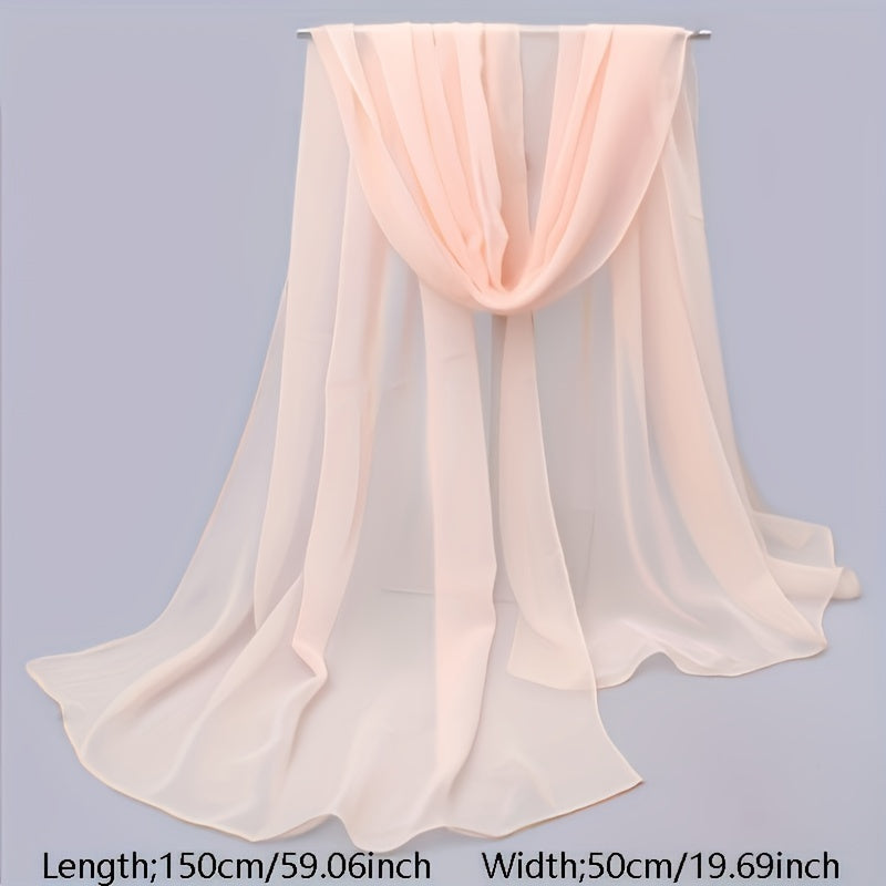 Chiffon Scarf Solid Shawl Sunscreen Head Wrap Hijab Travel Beach Towel