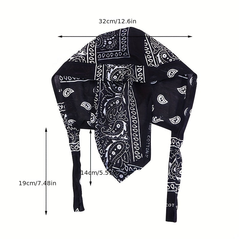 Paisley Print Turban Cap Ramadan Head Wrap Bandana Lace Up Hijab Hat