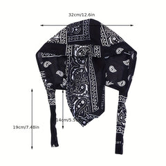 Paisley Print Turban Cap Ramadan Head Wrap Bandana Lace Up Hijab Hat