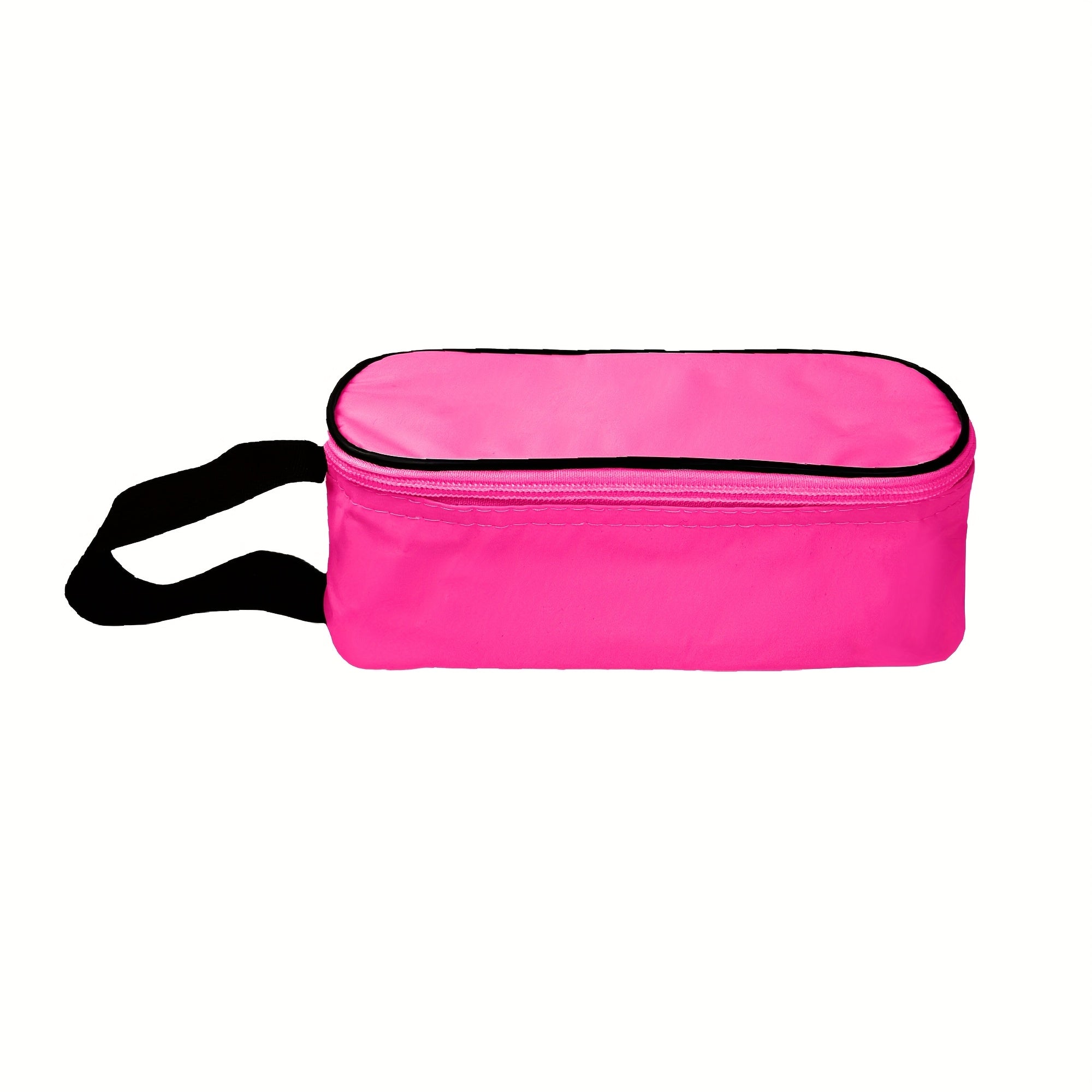 Bright Pink Insulated Lunch Bag with Zipper Durable PVC Tote