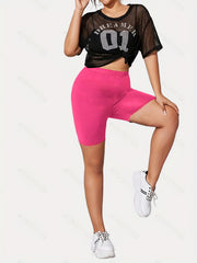  Solid Stretch Skinny Fit Biker Shorts