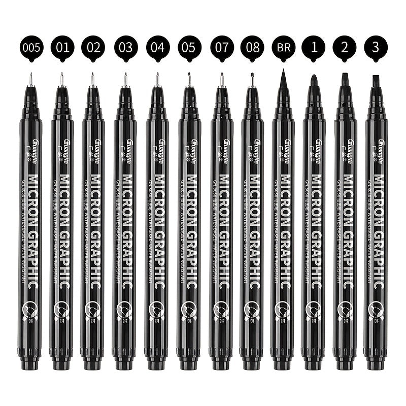 12pcs Waterproof Ink Fineliner Pens Set for Art Sketching Watercolor Multiliner