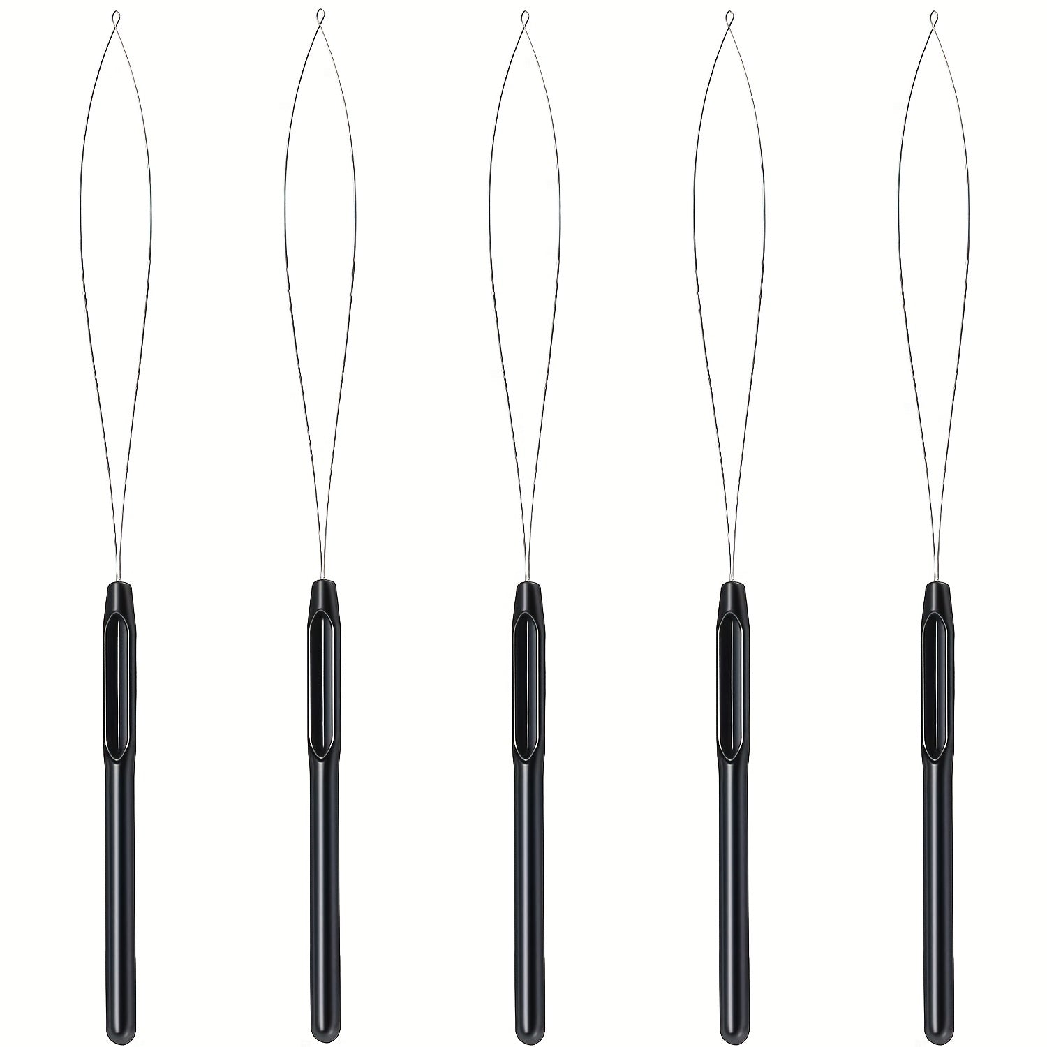 5pcs Hair Extension Loop Needle Threader Wire Pulling Hook Tool