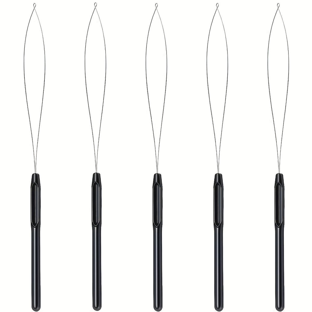5pcs Hair Extension Loop Needle Threader Wire Pulling Hook Tool