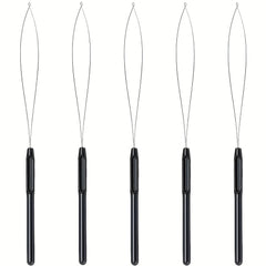 5pcs Hair Extension Loop Needle Threader Wire Pulling Hook Tool
